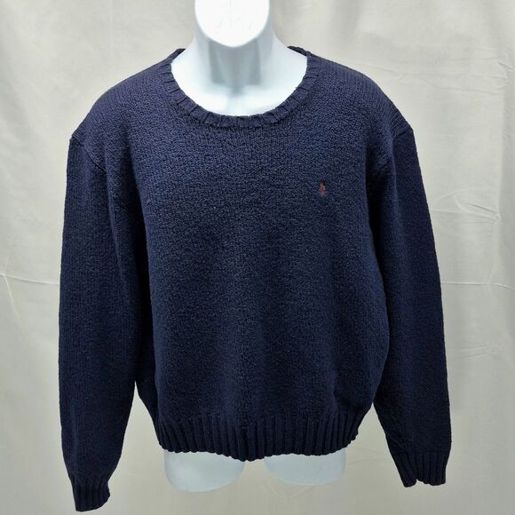 Polo Ralph Lauren Men's Navy Blue Wool/Cotton Blend Crewneck Sweater XXL